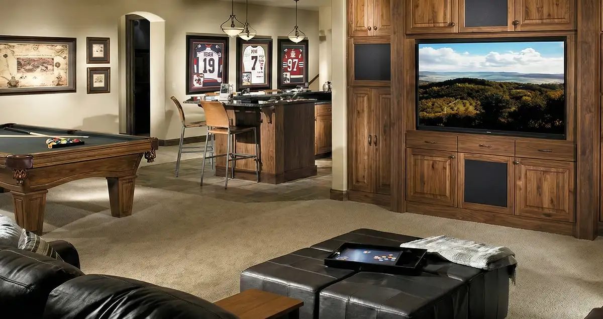 finished basement remodeling project transforming a basement into a comfortable living space in Wichita, KS