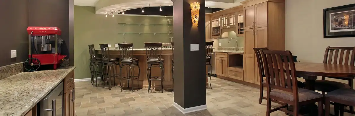 modern basement remodeling with custom finishes and open layout in a home in Wichita, KS