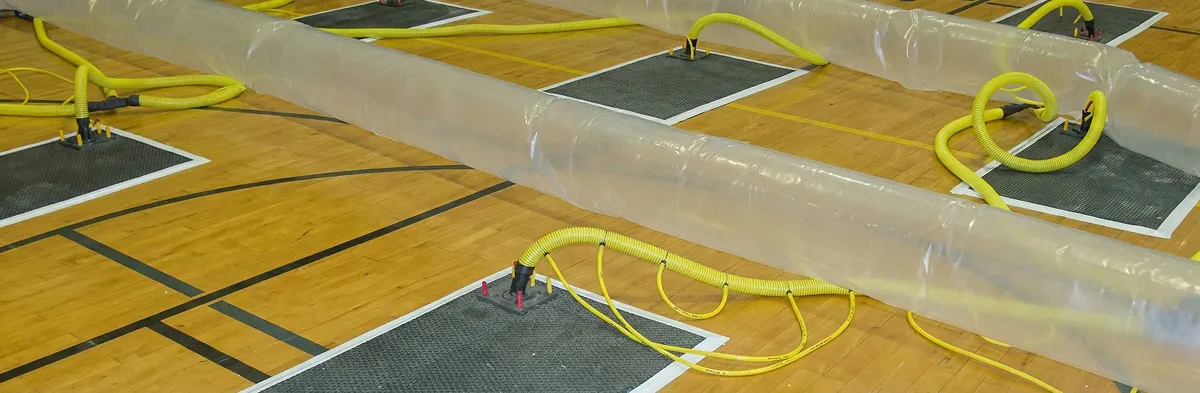 water clean up drying system set up to remove moisture and prevent further damage in Wichita, KS